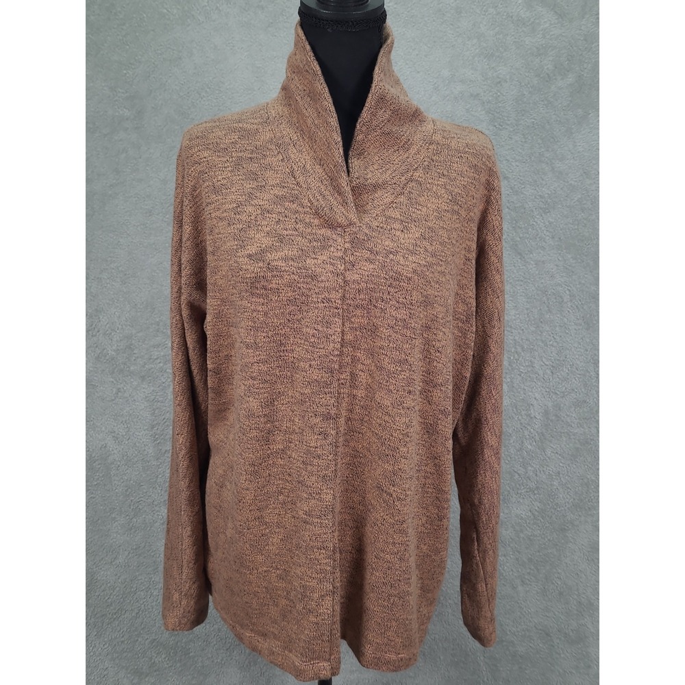 Pure Jill Women's Brown Speckled‎ Cowl Neck Long Sleeve Sweater Top Size L Tall
